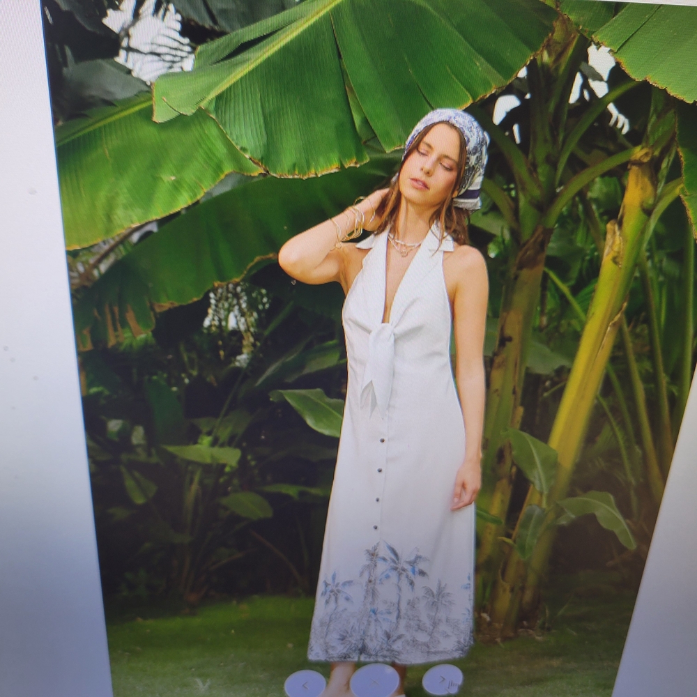 Commense White and Blue Maxi Dress - Picture 3 of 10